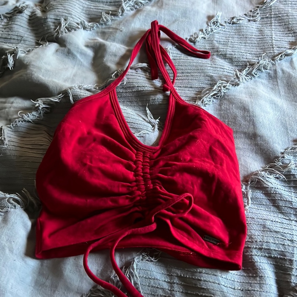 Red tide halter top crop top
